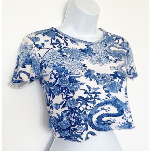 Castro Blue Dragon Cropped Tee | Size S | Y2K Tattoo Print - Picture 4 of 7